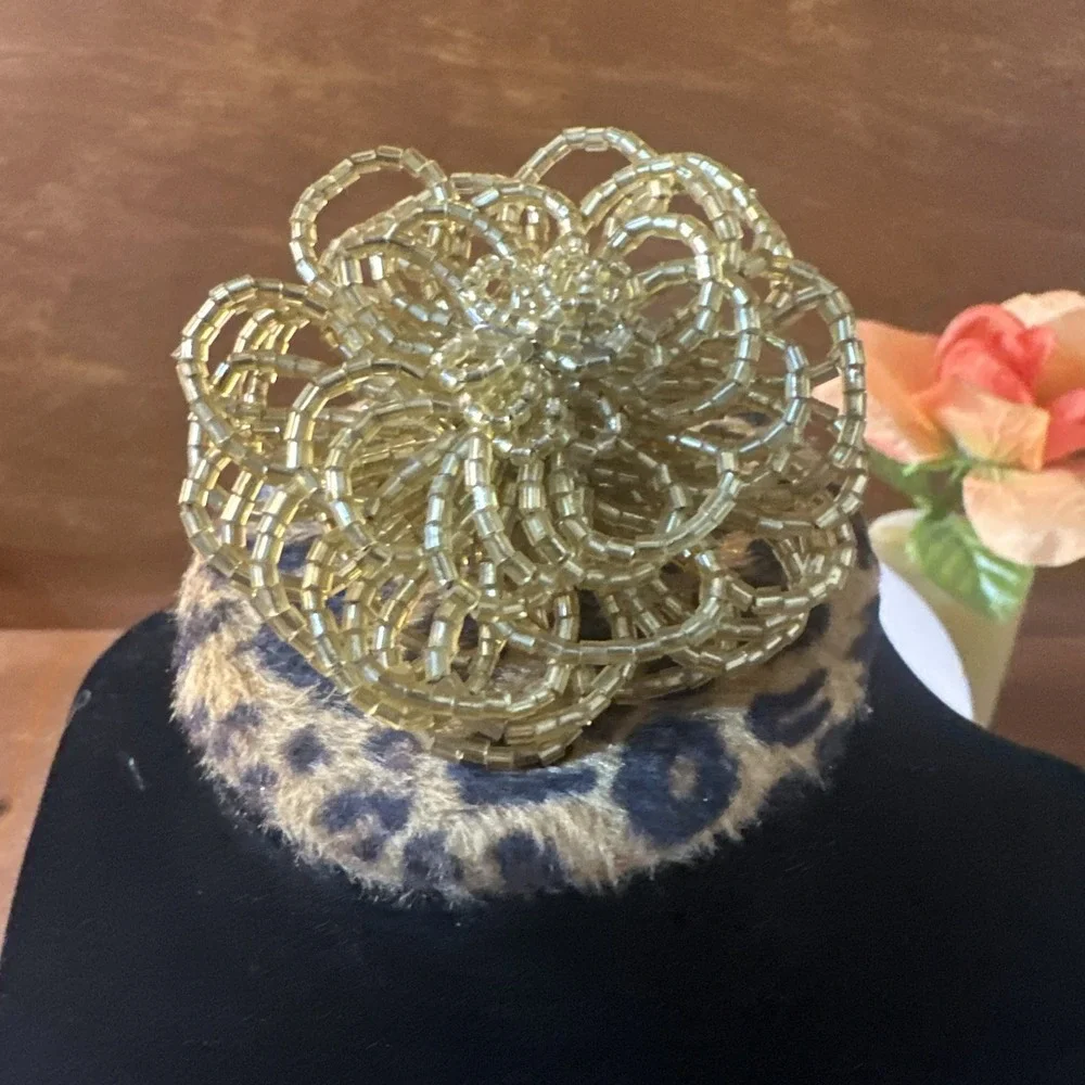 Talbots Brooch Beaded Gold-tone Pin 2.25 Great Condition VTG